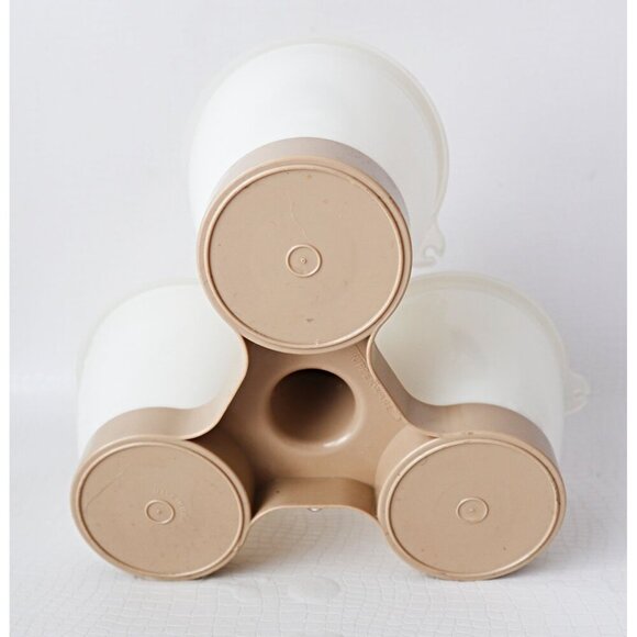 Vintage Tupperware Serve ‘n Store 3-pc Condiment Set with Caddy Carrier Almond - Picture 3 of 5